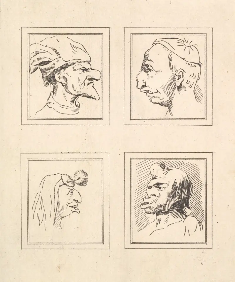 Karikaturen von Leonardo da Vinci, Taf. 05 von Wenceslaus Hollar