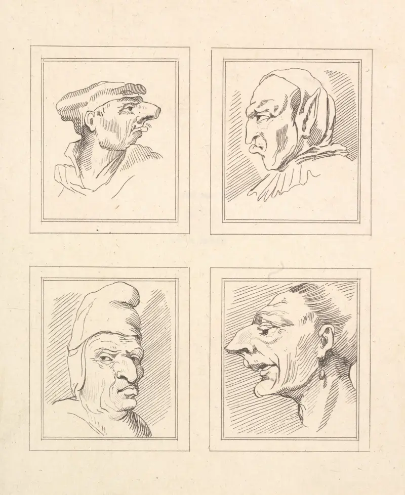 Karikaturen von Leonardo da Vinci Tafel 07 von Wenceslaus Hollar