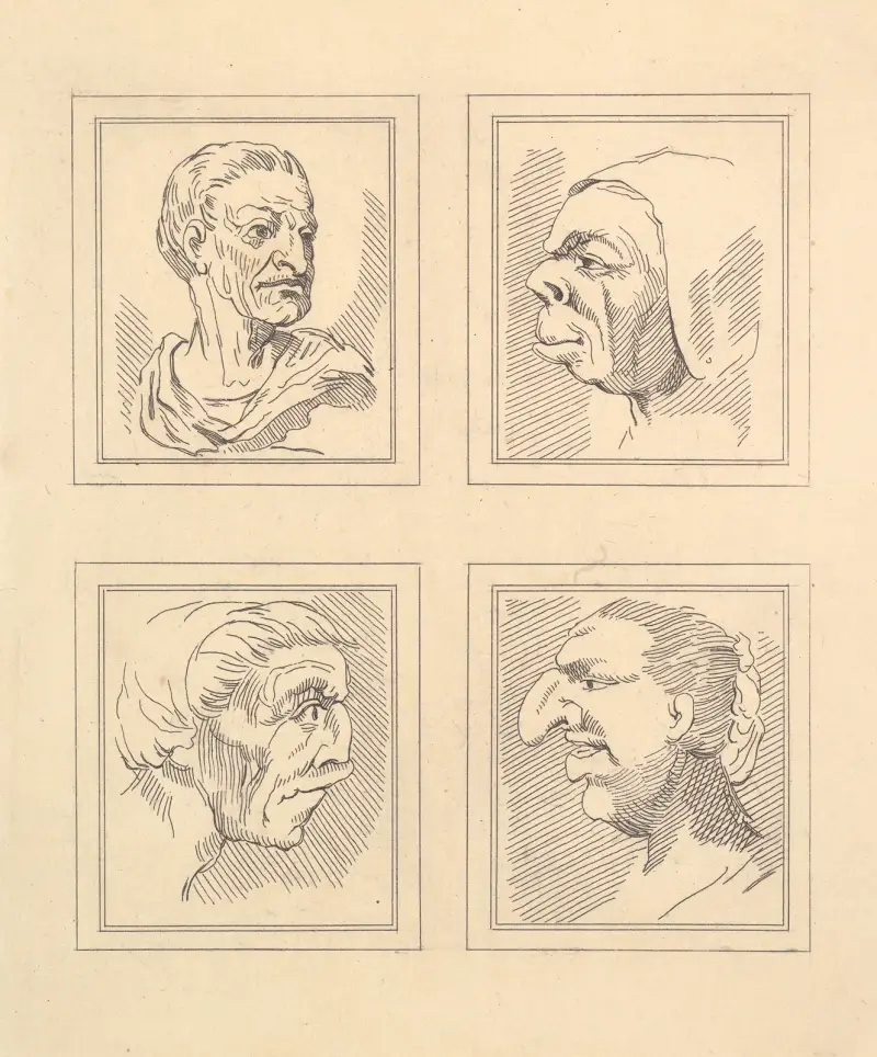 Karikaturen von Leonardo da Vinci, Tafel 08 von Wenceslaus Hollar