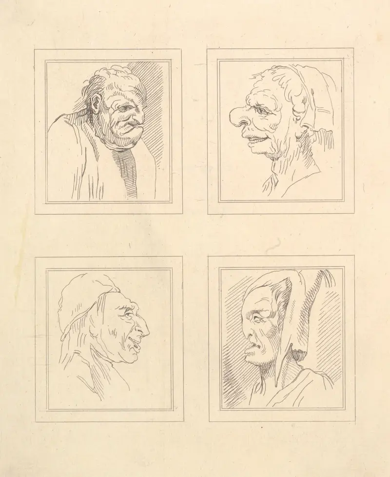 Karikaturen nach Leonardo da Vinci Taf. 9 von Wenceslaus Hollar
