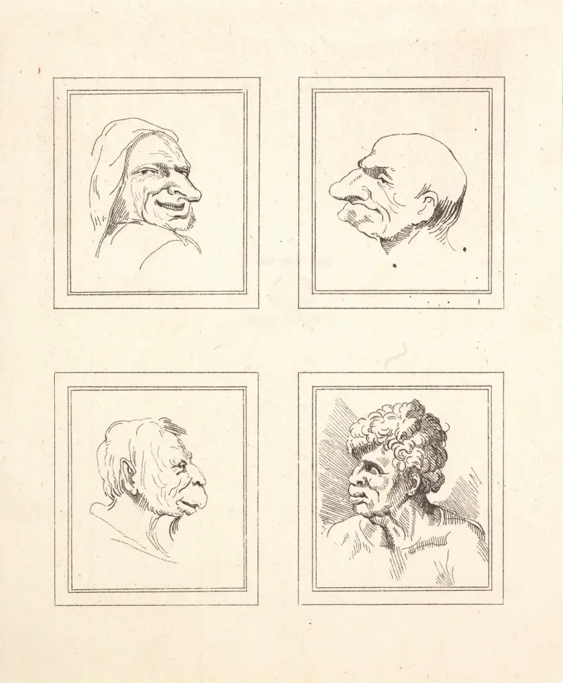 Karikaturen von Leonardo da Vinci, Taf. 10 von Wenceslaus Hollar