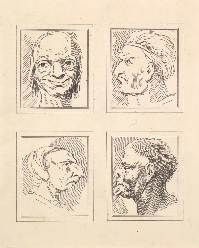 Karikaturen von Leonardo da Vinci, Tafel 12 von Wenceslaus Hollar