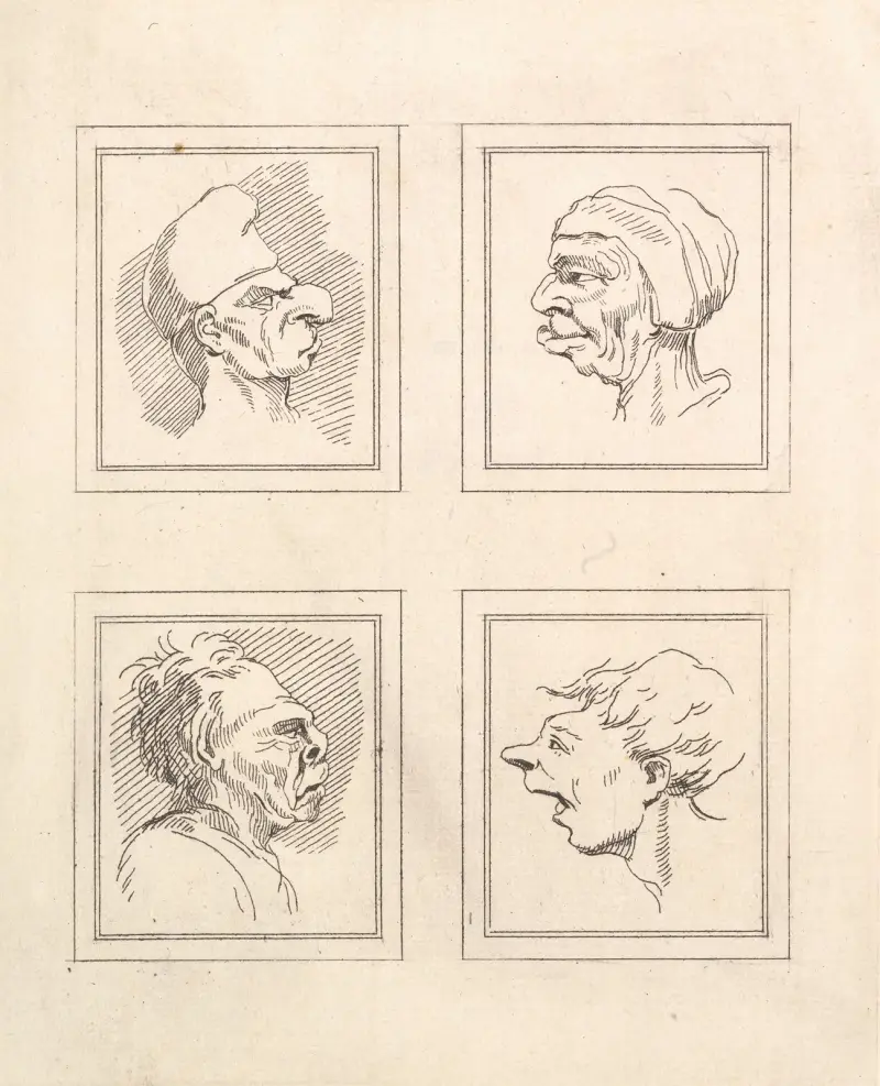 Karikatyrer av Leonardo da Vinci, pl. 13 av Wenceslaus Hollar