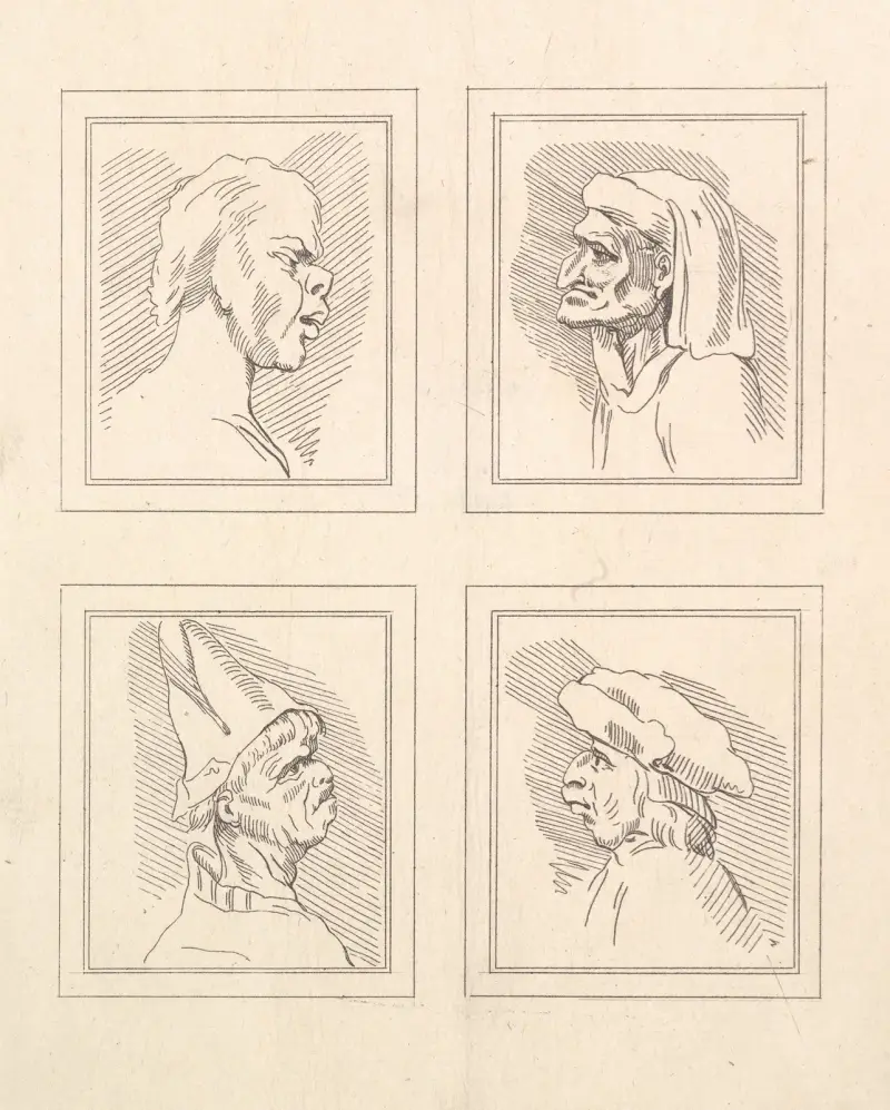 Karikaturen von Leonardo da Vinci, Taf. 14 von Wenceslaus Hollar
