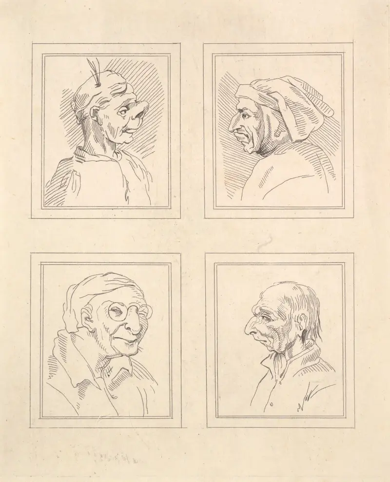 Karikaturen von Leonardo da Vinci, Taf. 16 von Wenceslaus Hollar
