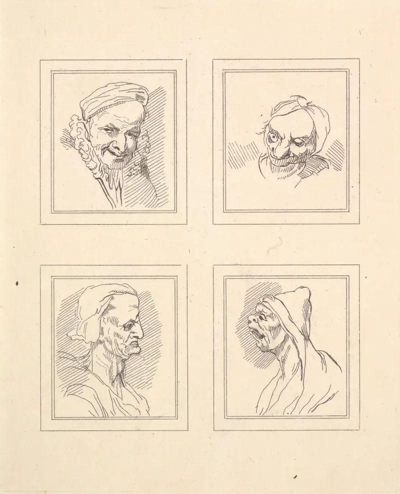 Karikaturen von Leonardo da Vinci, Taf. 18 von Wenceslaus Hollar