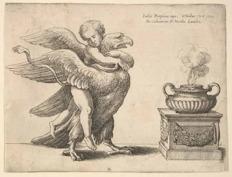 Amor und ein Adler von Wenceslaus Hollar
