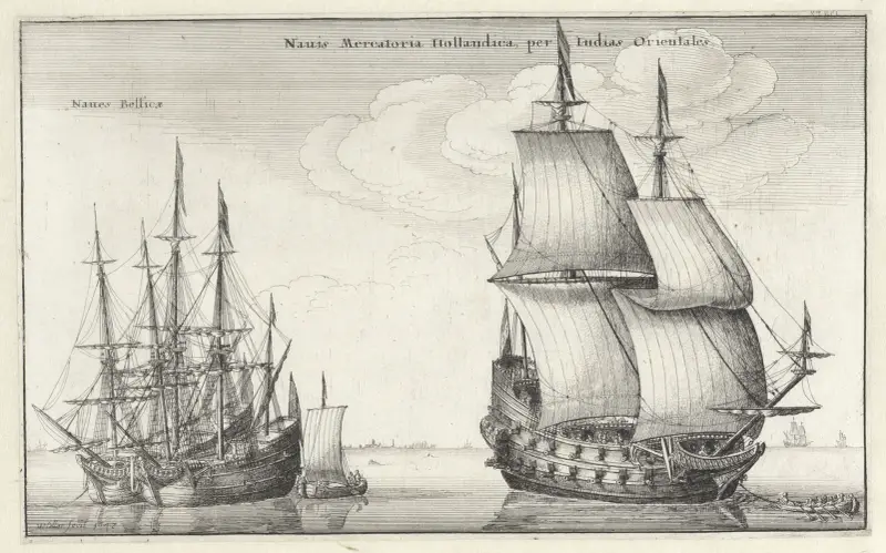 Holländische Handelsschiffe über Westindien von Wenceslaus Hollar