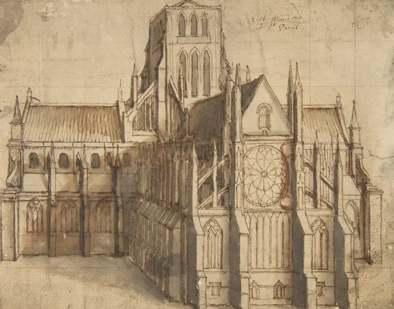 Stara katedra św. Pawła w Londynie, widziana od wschodu, Wenceslaus Hollar