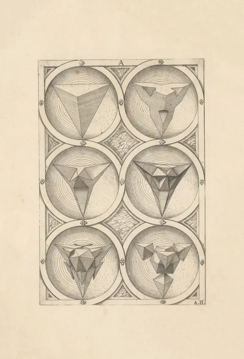 Perspectiva Corporum Regularium (Perspective of regular solids) Pl.04 av Wenzel Jamnitzer