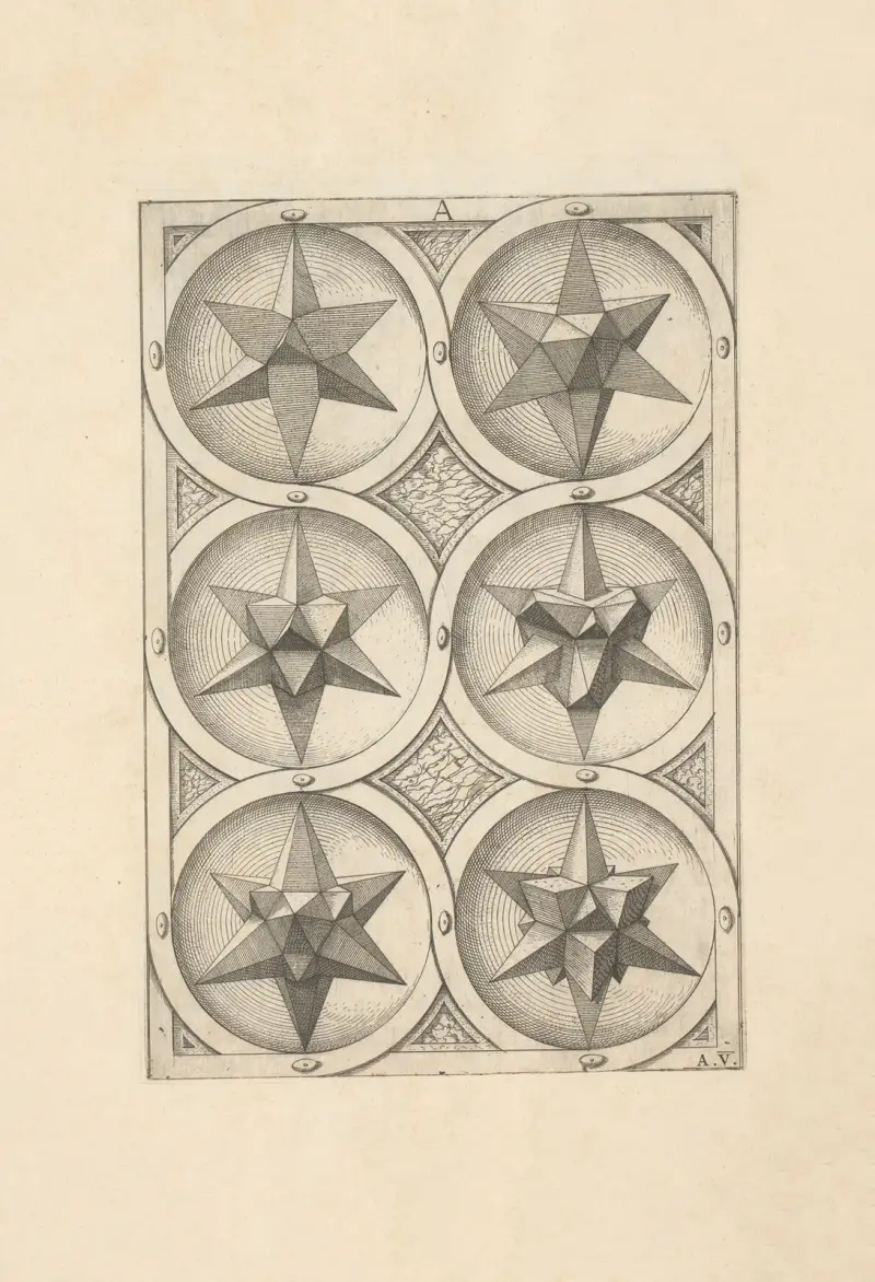 Perspectiva Corporum Regularium (Perspective of regular solids) Pl.07 av Wenzel Jamnitzer