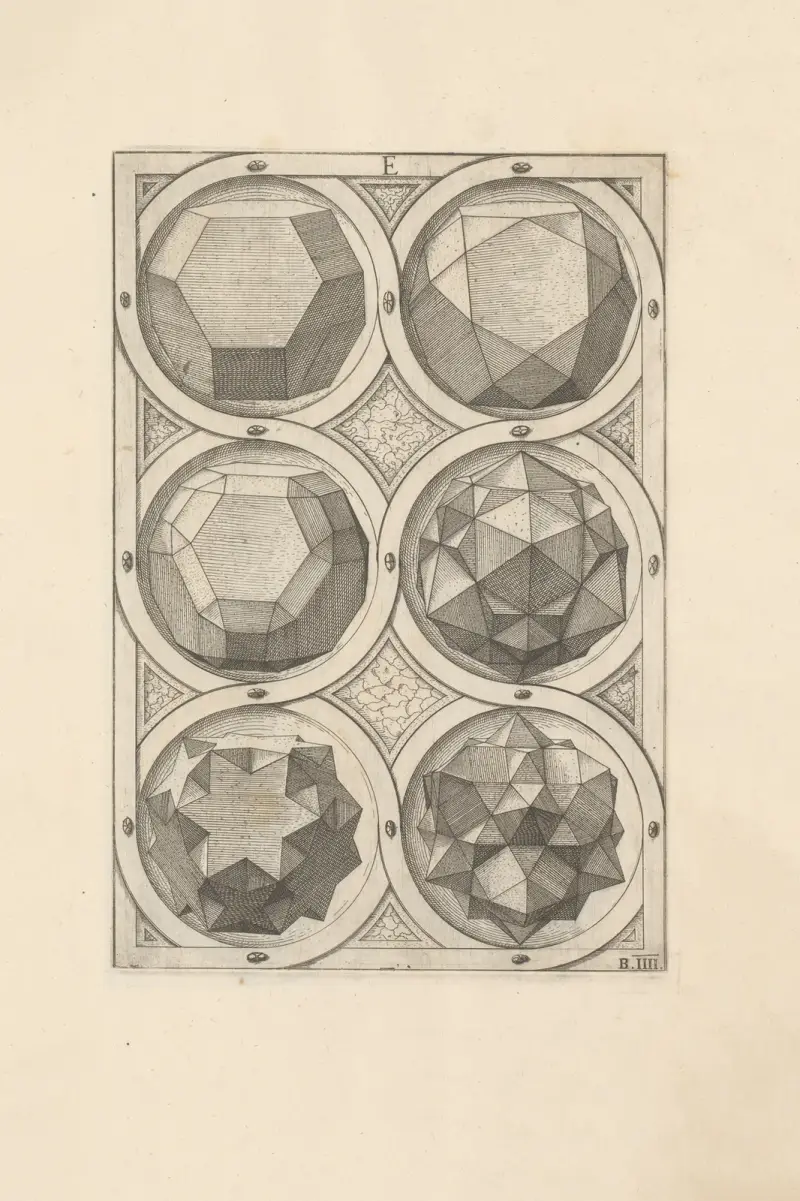 Perspectiva Corporum Regularium (Perspektive der regelmäßigen Körper), Tafel 10 von Wenzel Jamnitzer