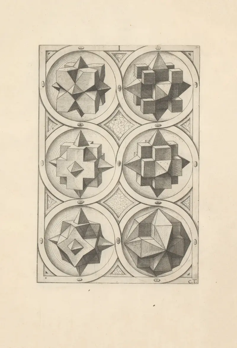 Perspectiva Corporum Regularium (Perspective of regular solids) Pl.12 av Wenzel Jamnitzer