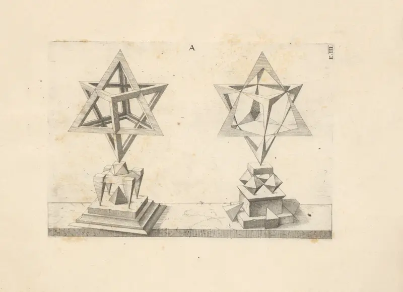 Perspectiva Corporum Regularium (Perspektive der regelmäßigen Körper), Taf. 21 von Wenzel Jamnitzer