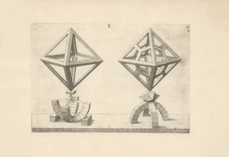 Perspectiva Corporum Regularium (Perspective of regular solids) Pl.23 av Wenzel Jamnitzer