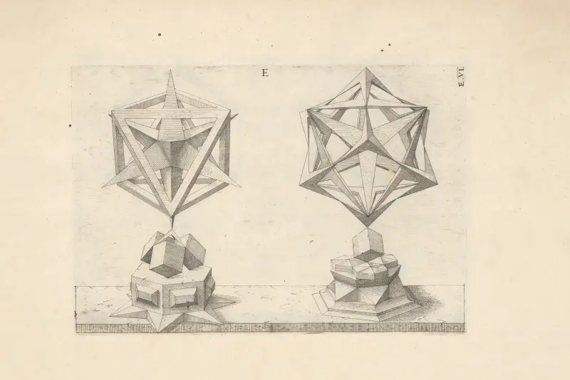 Perspectiva Corporum Regularium (Perspective of regular solids) Pl.24 av Wenzel Jamnitzer