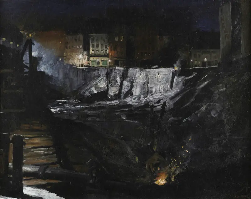 Wykopaliska nocą, George Wesley Bellows