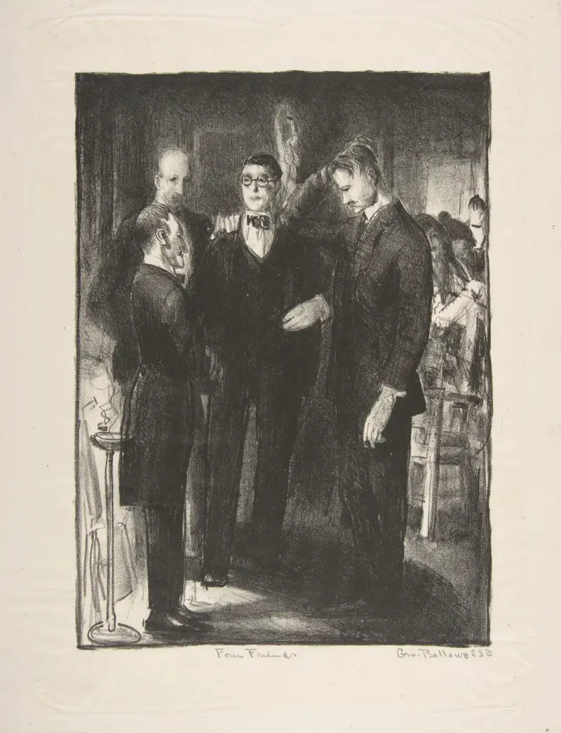 Fyra vänner, första staten av George Wesley Bellows