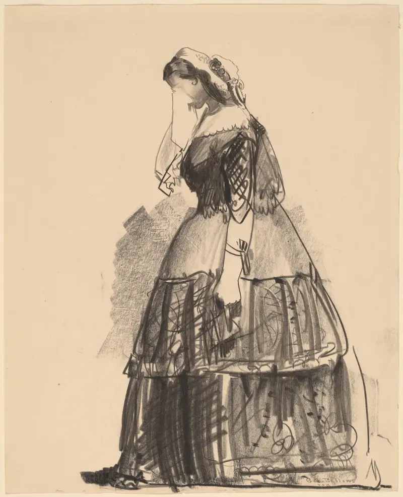 Damen från 1860 – Skådespelerskan av George Wesley Bellows