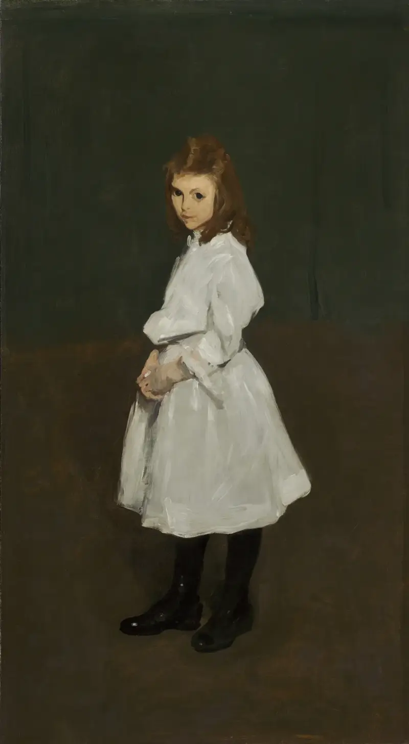 Liten flicka i vitt (Queenie Burnett) av George Wesley Bellows