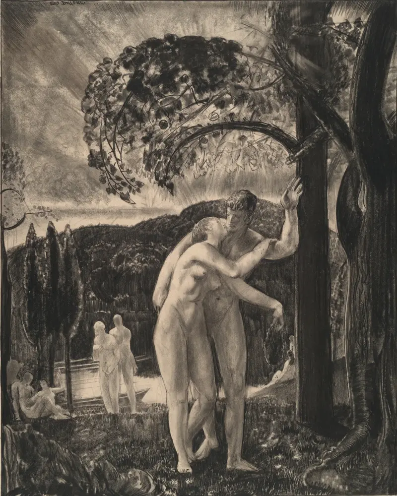 Lovers Still Whispered in the Dusk av George Wesley Bellows