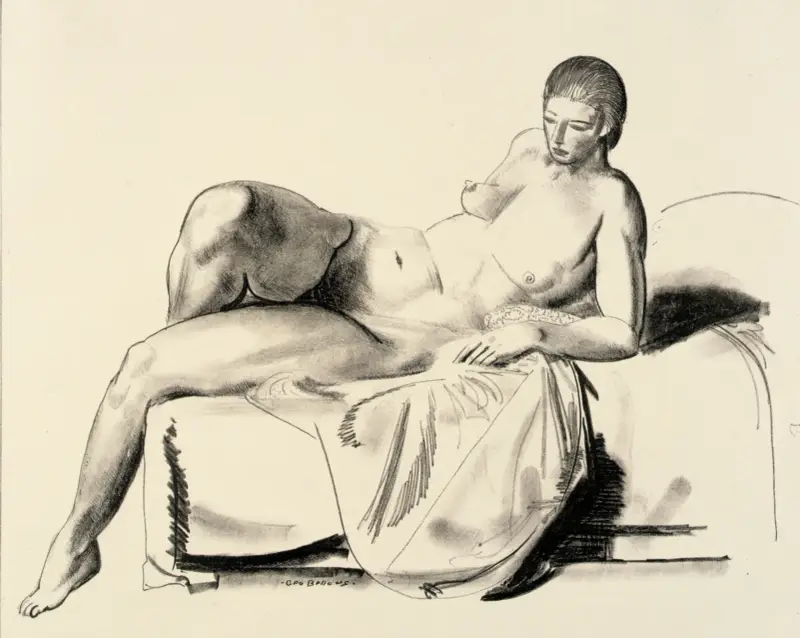 Aktstudie, klassische Figur auf einem Sofa von George Wesley Bellows