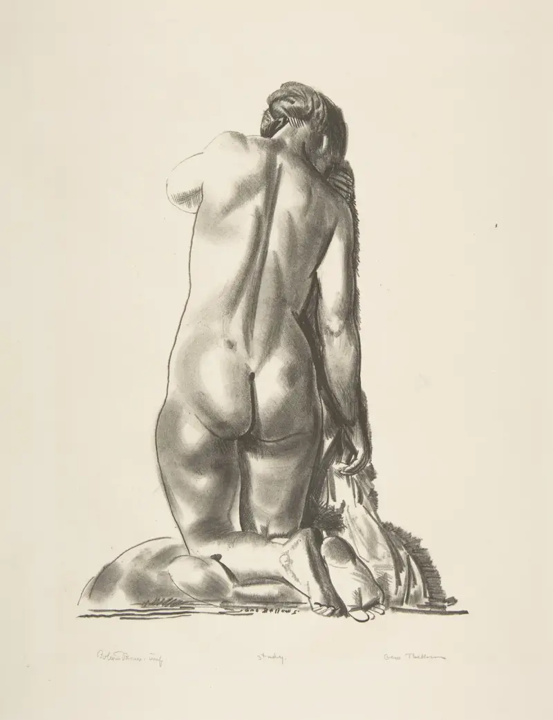 Aktstudie, kvinna på knä på en kudde av George Wesley Bellows