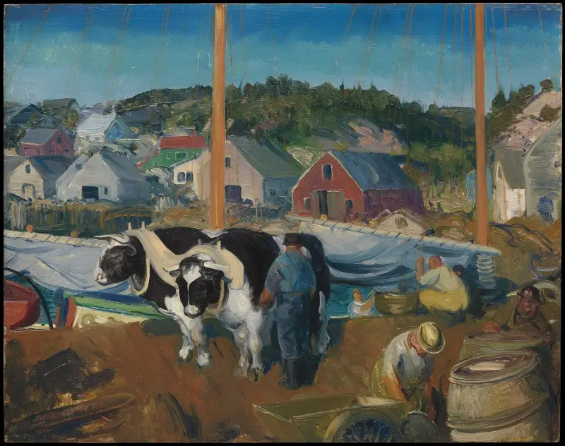 Ox Team, Wharf at Matinicus av George Wesley Bellows