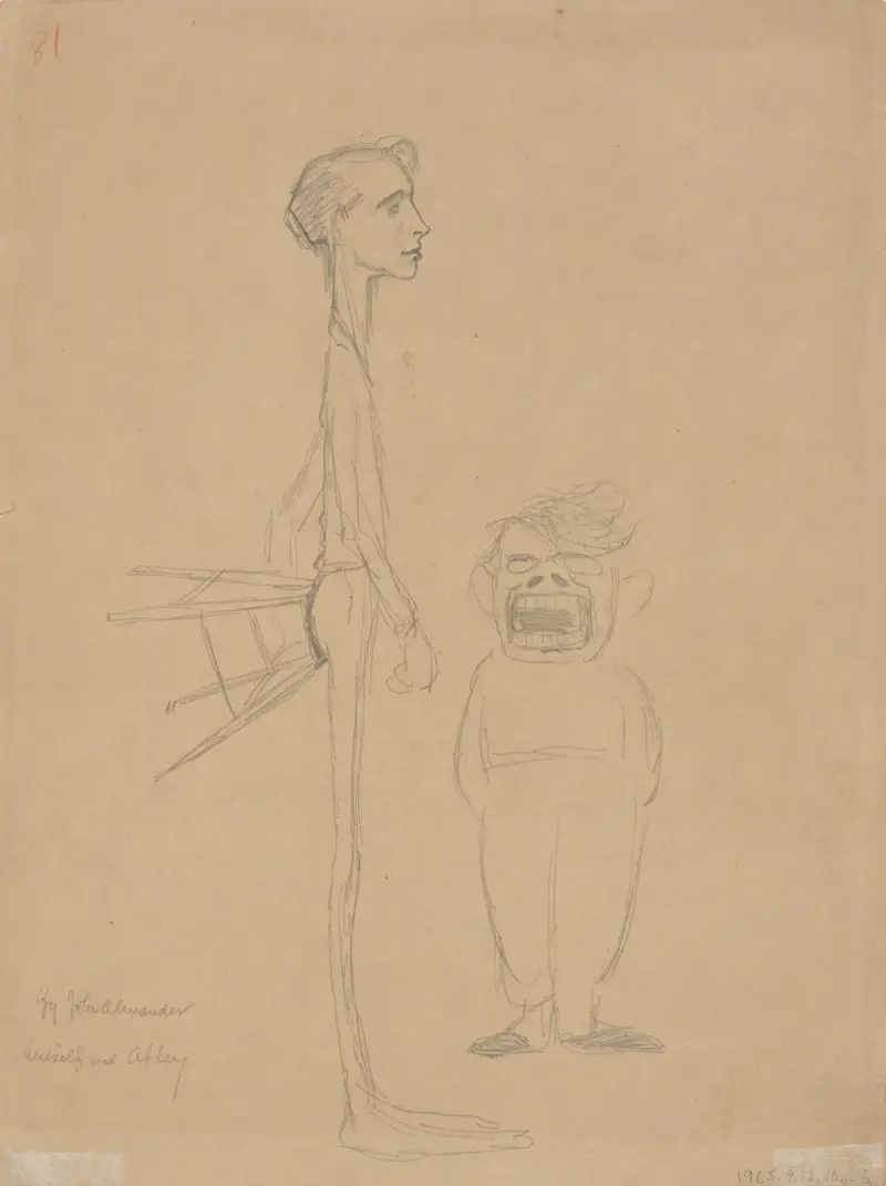 Karikatur von sich selbst und von E. A. Abbey von John White Alexander