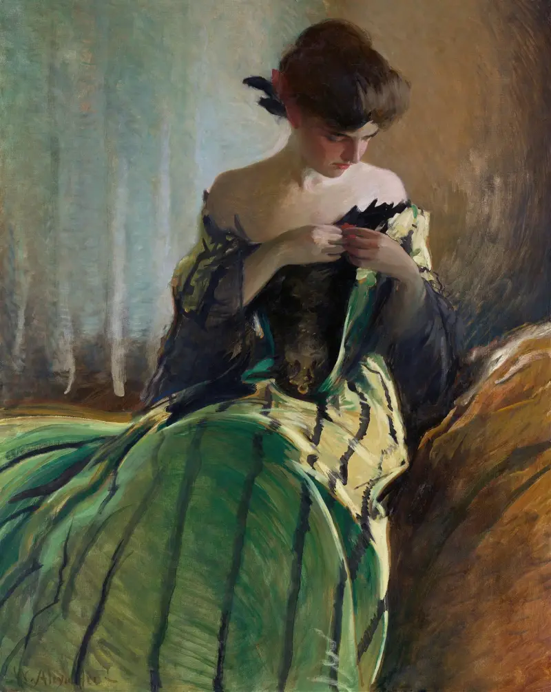 Studie in Schwarz und Grün von John White Alexander