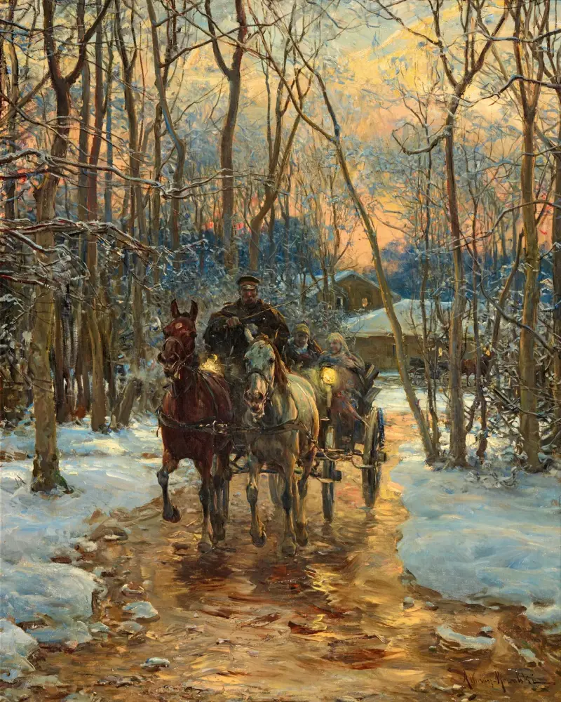 Fahrt in der Dämmerung av Alfred von Wierusz-Kowalski