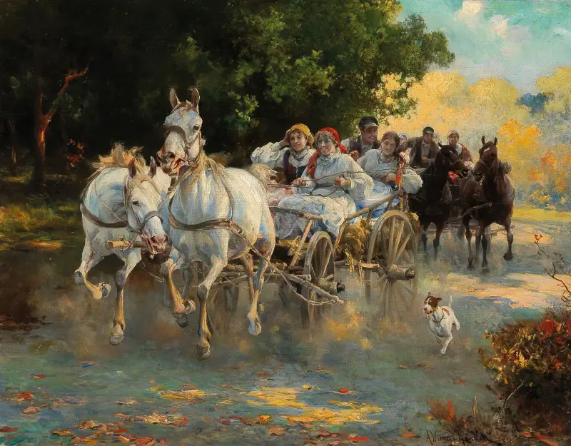 Das Bauernhochzeitsfest von Alfred von Wierusz-Kowalski