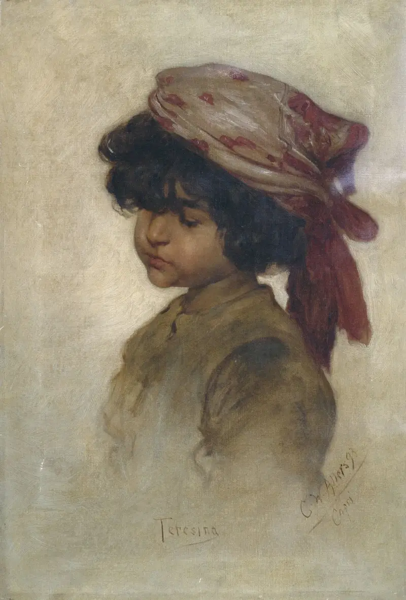 Portrait of the girl Teresina av Christian Wilhelm Allers