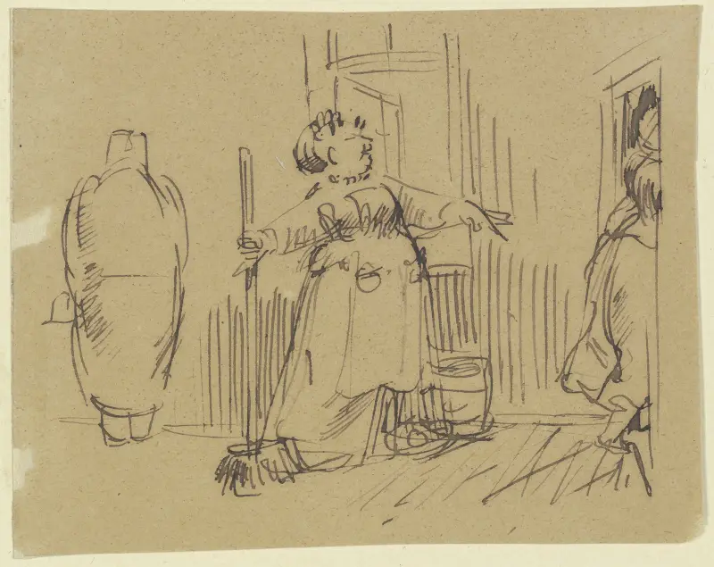 Fru Knopp städar av Wilhelm Busch