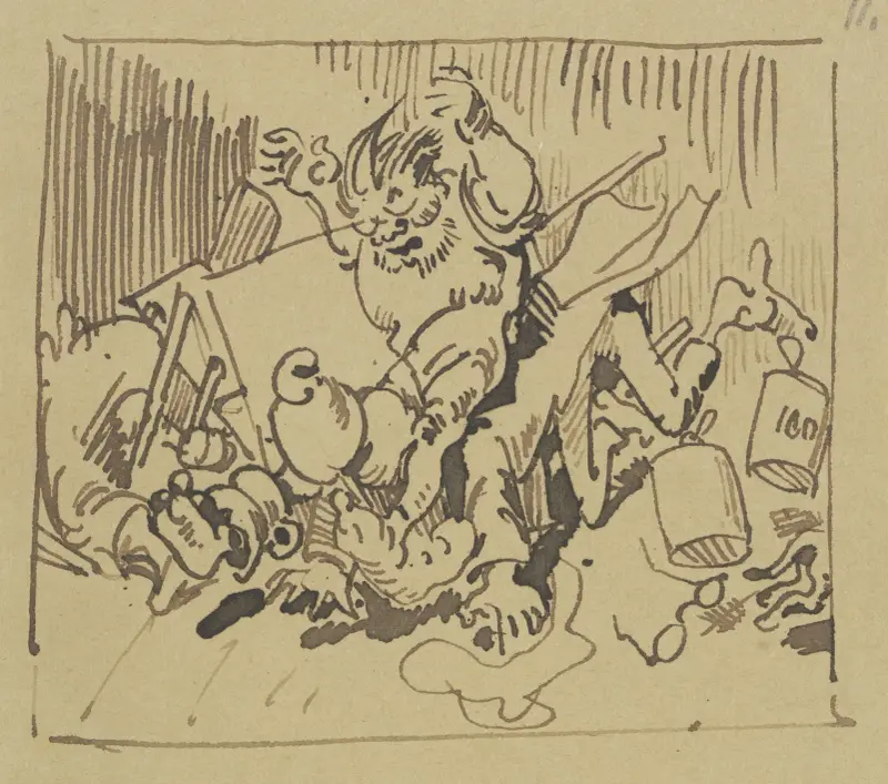 Man springer, man faller åt alla sidor; och Hoppenstedt börjar rida av Wilhelm Busch