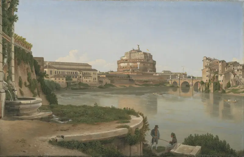 Utsikt över Tibern från Trastevere mot Castel S. Angelo av Christoffer Wilhelm Eckersberg
