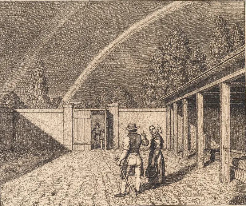 En dubbel regnbåge. Illustration till linjärperspektivet, tavla V av Christoffer Wilhelm Eckersberg