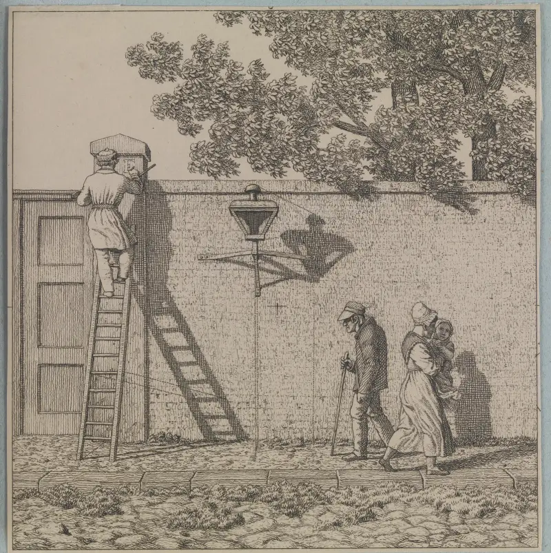 En trädgårdsmur: illustration till linjärperspektivet, tavla VI av Christoffer Wilhelm Eckersberg