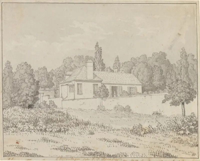 Jean-Jacques Rousseaus Haus im Schlosspark von Ermenonville von Christoffer Wilhelm Eckersberg
