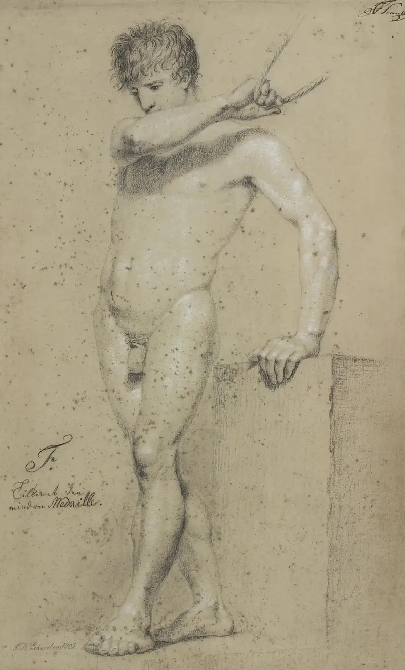 Manlig stående modell, profil åt vänster av Christoffer Wilhelm Eckersberg