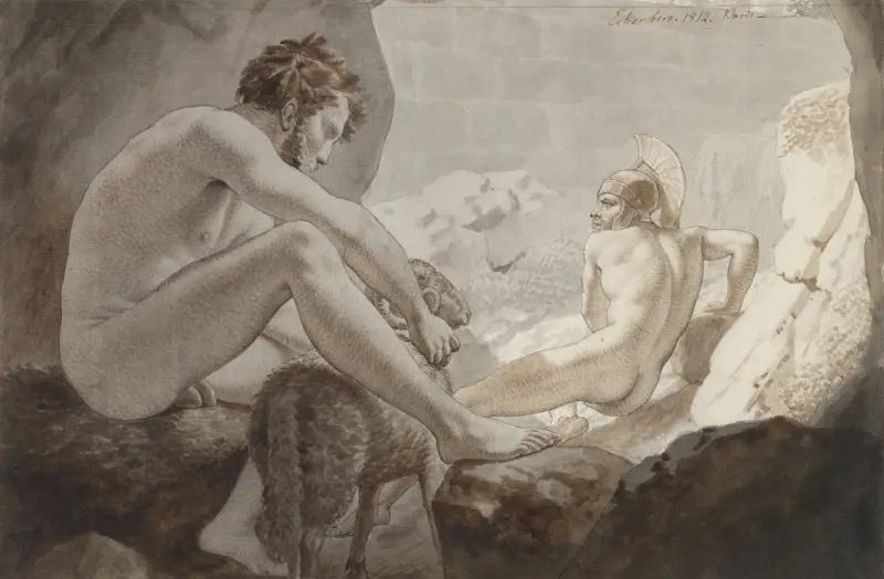 Odysseus flyr från Polyfemos av Christoffer Wilhelm Eckersberg