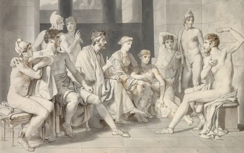 Odysseus berättar om sitt liv hos Alkinoos av Christoffer Wilhelm Eckersberg