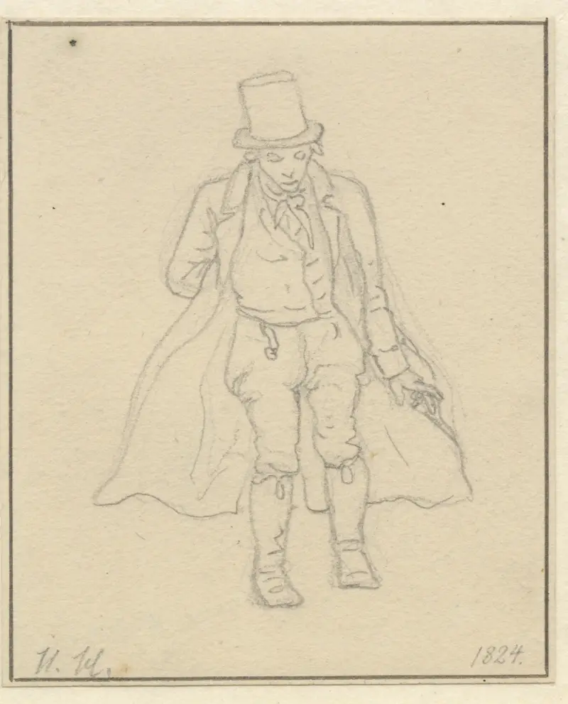 Porträtt av porträttmålaren Hans Hansen, helfigur av Christoffer Wilhelm Eckersberg