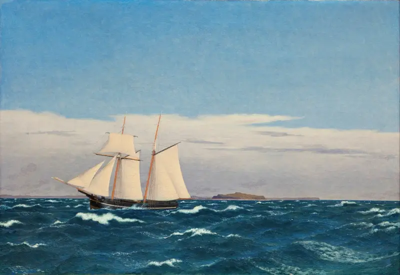 Seascape with the island of Hjelm and the coast of Jutland av Christoffer Wilhelm Eckersberg