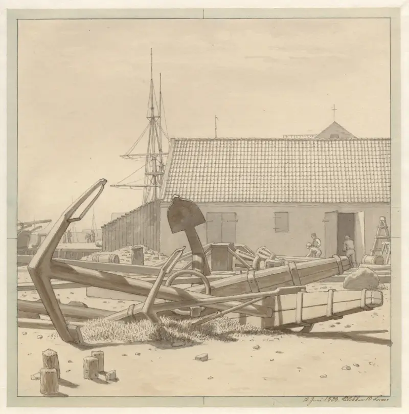 Skeppsankare på Larsens Plads av Christoffer Wilhelm Eckersberg
