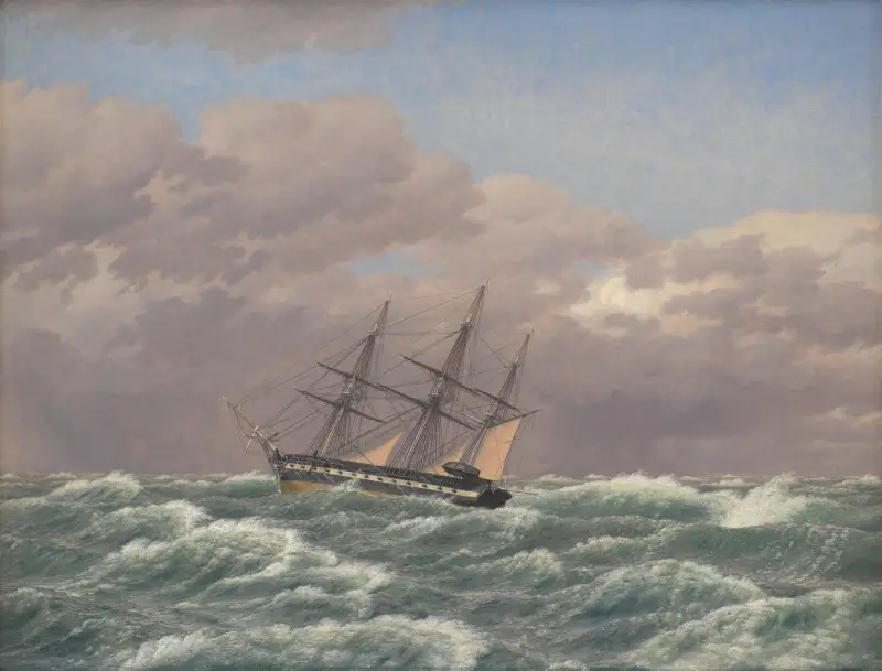 The Corvette ‘Galathea’ in a Storm in the North Sea av Christoffer Wilhelm Eckersberg