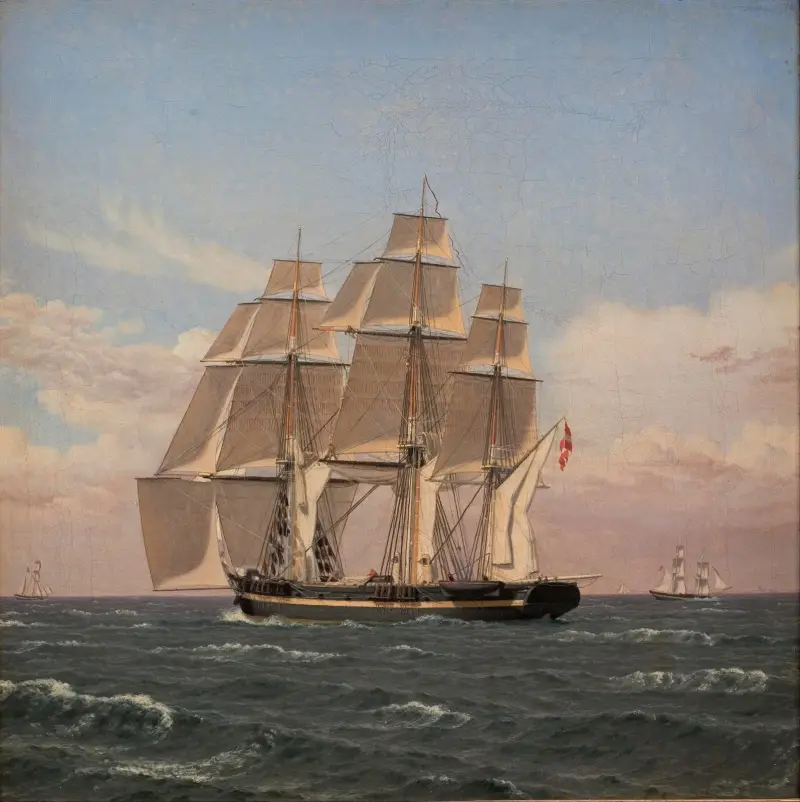 Korvetten Najaden under segel av Christoffer Wilhelm Eckersberg