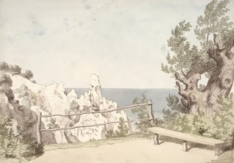 Utsikt från Møns klint vid Sommerspiret av Christoffer Wilhelm Eckersberg