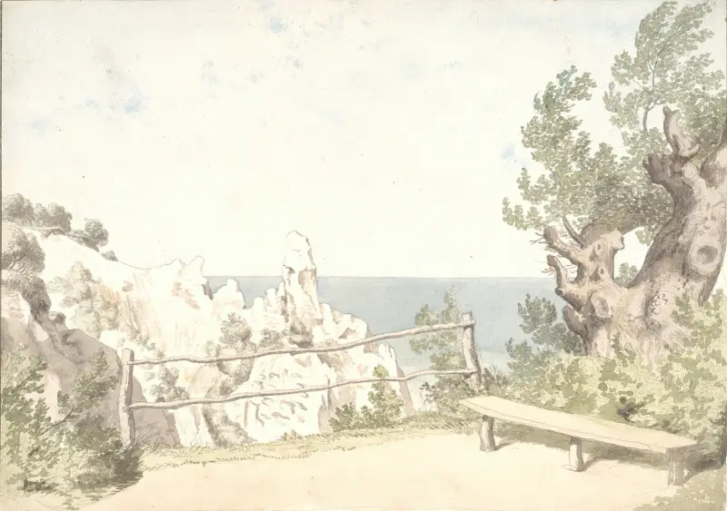 Utsikt från Møns klint vid Sommerspiret av Christoffer Wilhelm Eckersberg