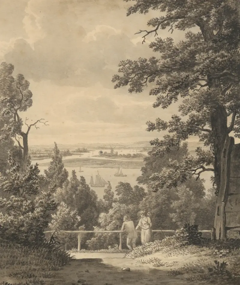 Utsikt från Altona över Elbe av Christoffer Wilhelm Eckersberg